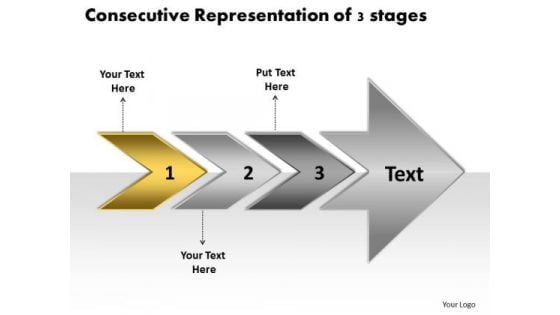 Consecutive Representation Of 3 Stages Creating Flow Chart PowerPoint Templates