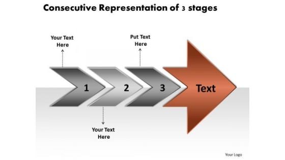 Consecutive Representation Of 3 Stages Flow Diagram Slides PowerPoint