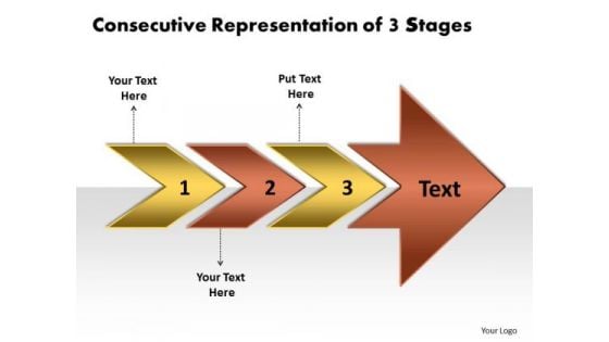 Consecutive Representation Of 3 Stages Process Flow Charts PowerPoint Slides