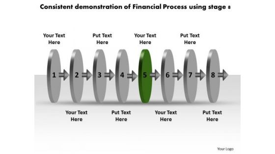 Consistent Demonstration Of Financial Process Using Stage 8 Flowchart PowerPoint Slides