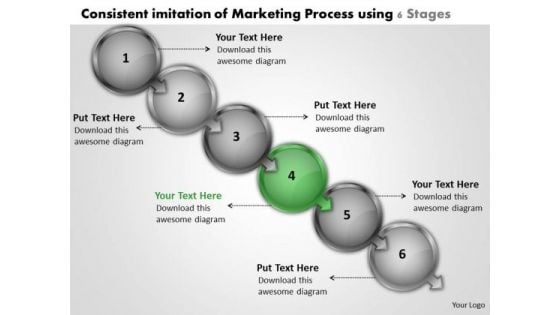 Consistent Imitation Of Marketing Process Using 6 Stages Network Map PowerPoint Templates