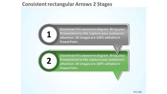 Consistent Rectangular Arrows 2 Stages Flowchart Application PowerPoint Slides