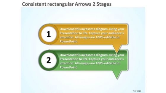 Consistent Rectangular Arrows 2 Stages Flowchart Creator PowerPoint Templates