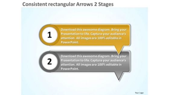 Consistent Rectangular Arrows 2 Stages Ppt Flowchart PowerPoint Freeware Slides