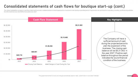 Consolidated Statements Of Cash Flows For Boutique Start Up Boutique Business Microsoft Pdf