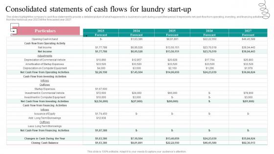 Consolidated Statements Of Cash Fresh Laundry Service Business Plan Go To Market Strategy Brochure Pdf