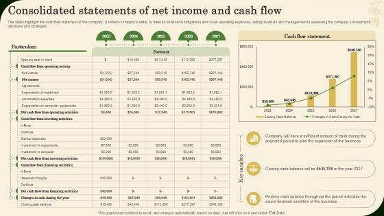 Consolidated Statements Of Net Income And Cash Flow Landscaping Business Plan Ppt Template BP SS V