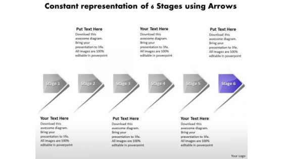 Constant Representation Of 6 Stages Using Arrows Manufacturing Process Diagram PowerPoint Templates