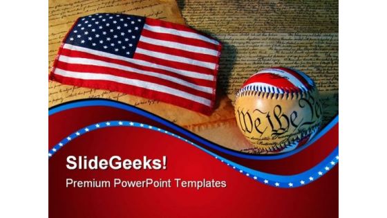 Constitution Baseball And Flag Americana PowerPoint Themes And PowerPoint Slides 0611