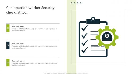 Construction Worker Security Checklist Icon Portrait Pdf