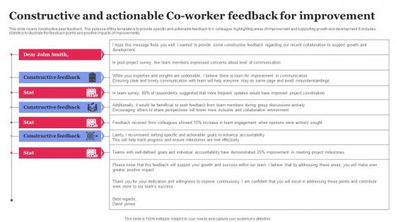 Constructive And Actionable Co Worker Feedback For Improvement Brochure Pdf