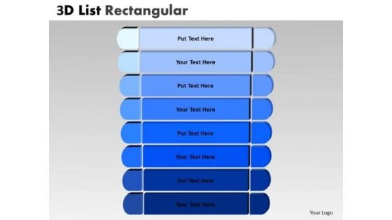 Consulting Diagram 3d Blue List Rectangular Style Strategy Diagram