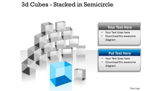 Consulting Diagram 3d Cubes Stacked In Semicircle Strategy Diagram