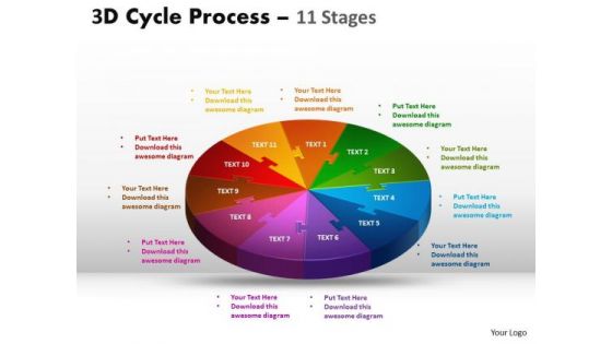 Consulting Diagram 3d Cycle Process Flow Chart 11 Stages Business Diagram