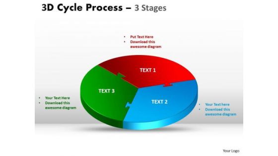Consulting Diagram 3d Cycle Process Flow Chart 3 Stages Strategy Diagram