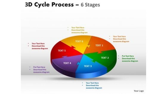 Consulting Diagram 3d Cycle Process Flow Chart 6 Stages Strategy Diagram