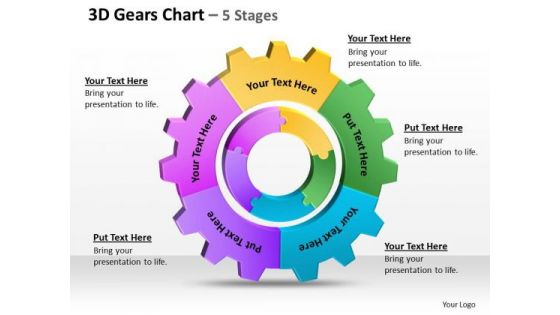 Consulting Diagram 3d Gears Chart 5 Stages 1 Strategy Diagram