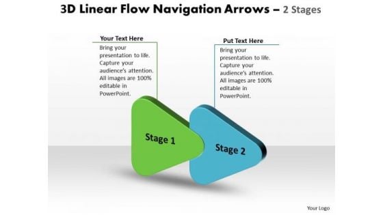 Consulting Diagram 3d Linear Flow Navigation Arrow 2 Stages