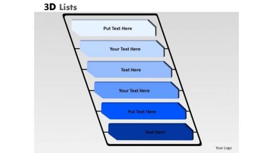 Consulting Diagram 3d List 6 Stages Rectangular Diagram Sales Diagram