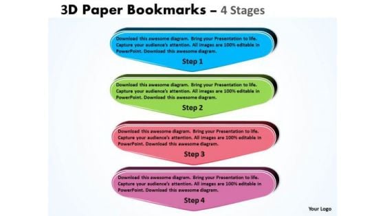 Consulting Diagram 3d Paper Bookmarks 4 Stages Sales Diagram