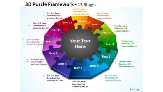 Consulting Diagram 3d Puzzle Framework 12 Stages Business Framework Model