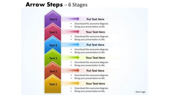 Consulting Diagram Arrow Steps 6 Stages Colorful Strategy Diagram