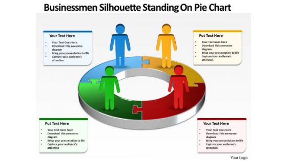 Consulting Diagram Business Men Silhouettes Standing On Pie Chart Sales Diagram