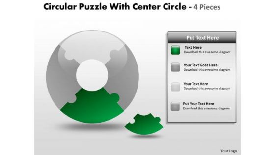 Consulting Diagram Circular Puzzle With Center Circle 4 Pieces Strategy Diagram