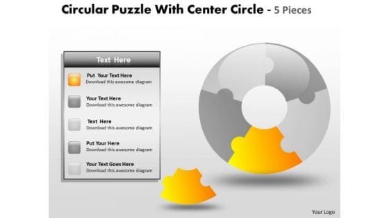 Consulting Diagram Circular Puzzle With Center Circle 5 Pieces Strategy Diagram