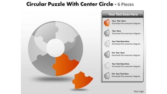 Consulting Diagram Circular Puzzle With Center Circle 6 Pieces Sales Diagram