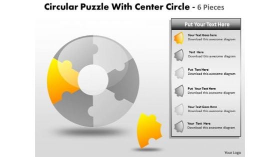 Consulting Diagram Circular Puzzle With Center Circle 6 Pieces Strategy Diagram