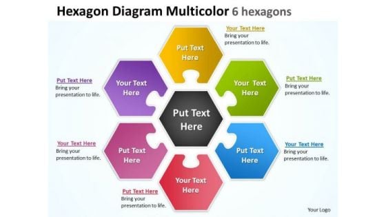 Consulting Diagram Hexagon Diagram Multicolor 6 Hexagons Sales Diagram