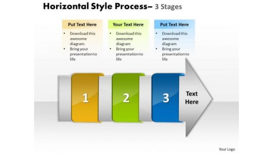 Consulting Diagram Horizontal Style 3 Stages Sales Diagram