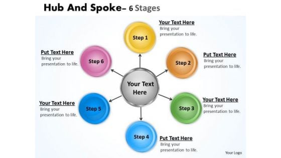 Consulting Diagram Hub And Spoke 6 Stages Business Framework Model