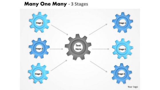 Consulting Diagram Many One Many 3 Stages Sales Diagram