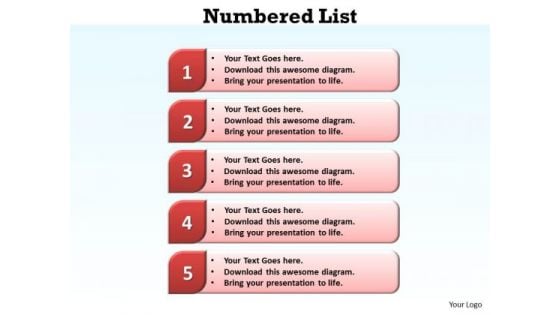 Consulting Diagram Numbered List PowerPoint Slide Sales Diagram