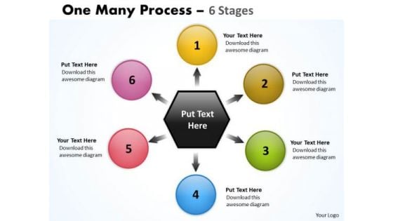 Consulting Diagram One Many Process 6 Stages Business Framework Model