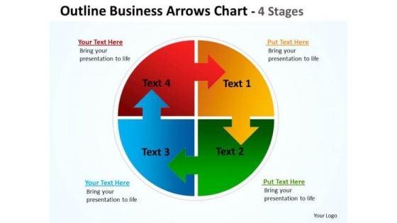 Consulting Diagram Outline Business Arrows Chart 4 Stages Business Framework Model