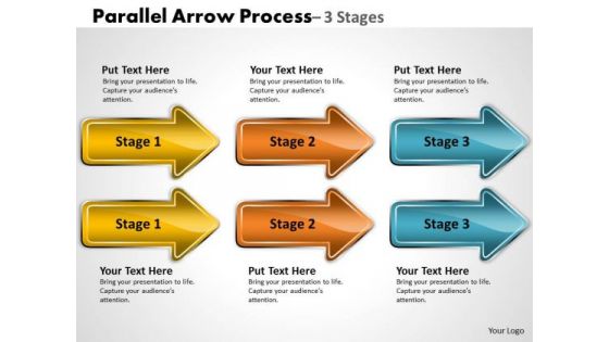 Consulting Diagram Parallel Arrow Process 3 Stages Sales Diagram