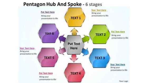 Consulting Diagram Pentagon Hub And Spoke 6 Stages Strategic Management