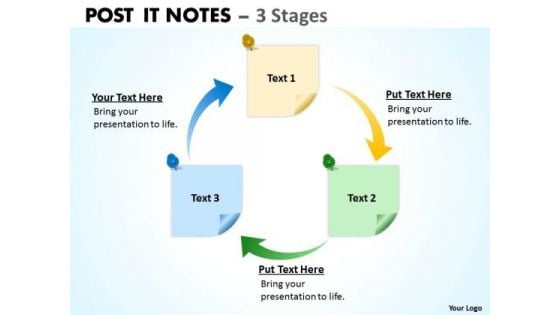 Consulting Diagram Post It Notes 3 Stages Strategy Diagram