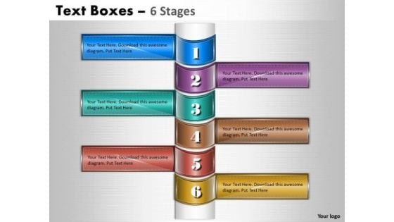 Consulting Diagram Text Boxes 6 Stages Strategy Diagram