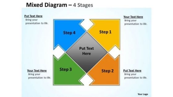 Consulting Diagram Two Arrow Mixed Diagram 4 Stages Marketing Diagram