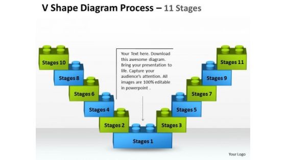 Consulting Diagram V Shape Diagram Process 11 Stages Business Diagram