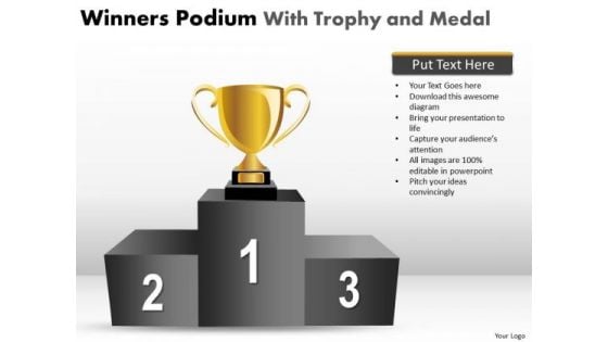 Consulting Diagram Winners Podium With Trophy And Medal Strategic Management