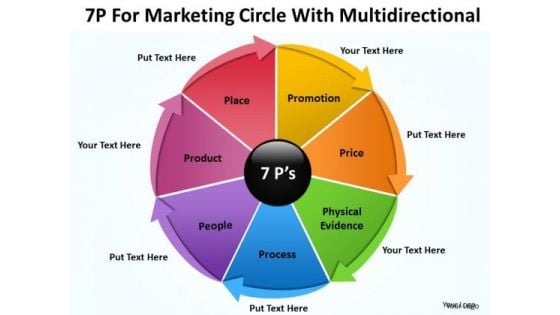 Consulting PowerPoint Template For Marketing Circle With Multidirectional Ppt Slides