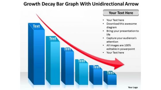 Consulting PowerPoint Template Growth Decay Bar Graph With Unidirectional Arrow Slides