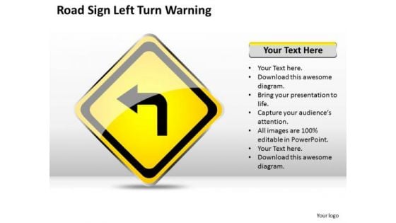 Consulting PowerPoint Template Road Sign Left Turn Warning Ppt Templates