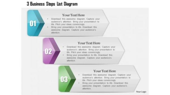 Consulting Slides 3 Business Steps List Diagram Business Presentation