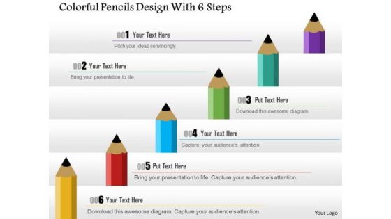 Consulting Slides Colorful Pencils Design With 6 Steps Business Presentation